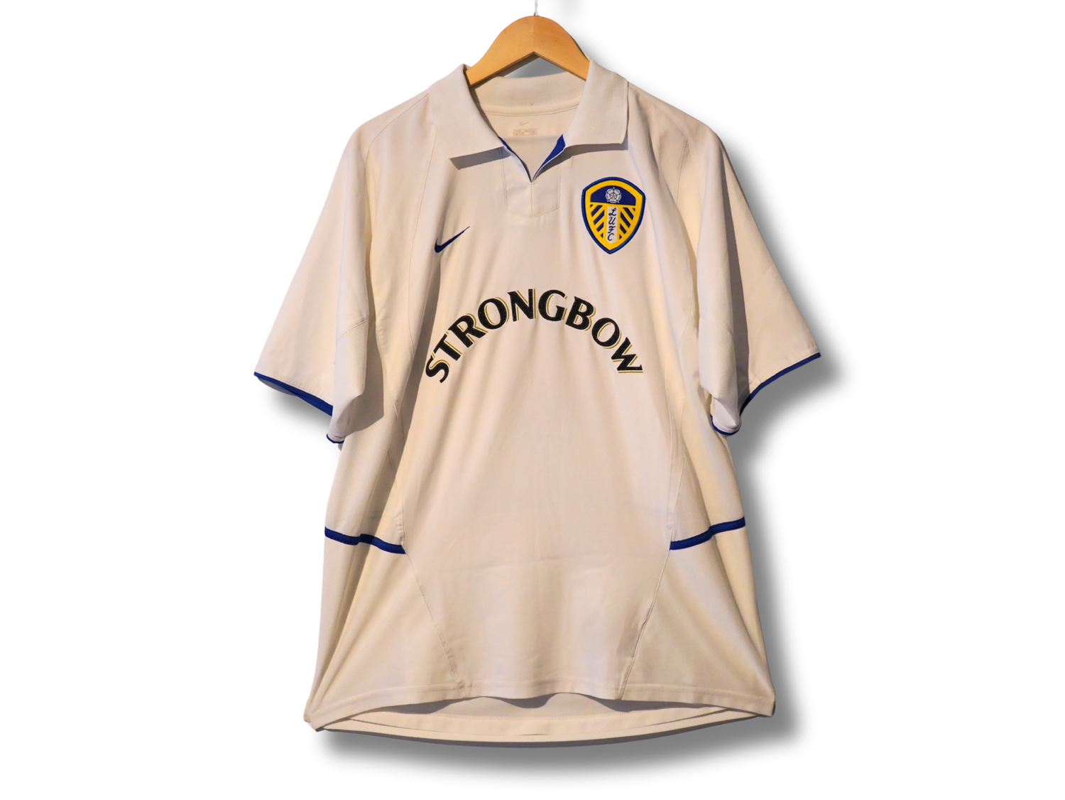 Maillot Leeds United domicile blanc 2002-2003 Nike Strongbow Dacourt taille L